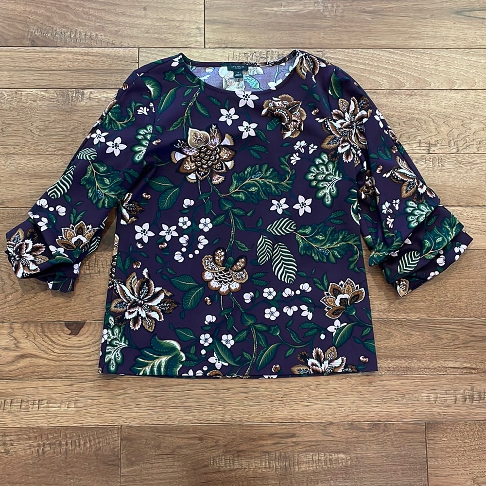 Ann Taylor Factory Women’s Floral Shirt - Tiered Sleeve - Size M